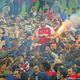 Richard Wood of Rotherham United is carried by fans after a win back in 2018, but how long can lower-league teams survive without folks in stands?